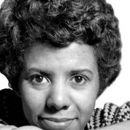 Close-up portrait of Lorraine Hansberry. 