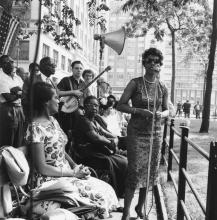 Daisy Bates and Lorraine Hansberry at “Village Rallies for NAACP,” in Washington Square Park, June 13, 1959.